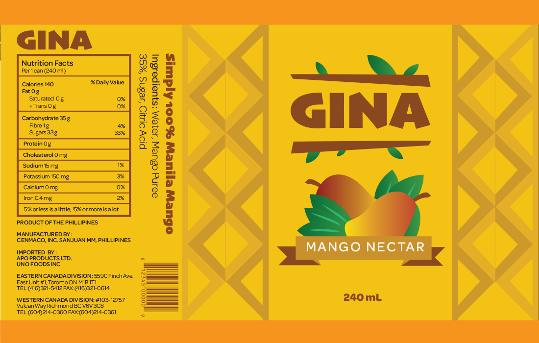 two gina mango drinks