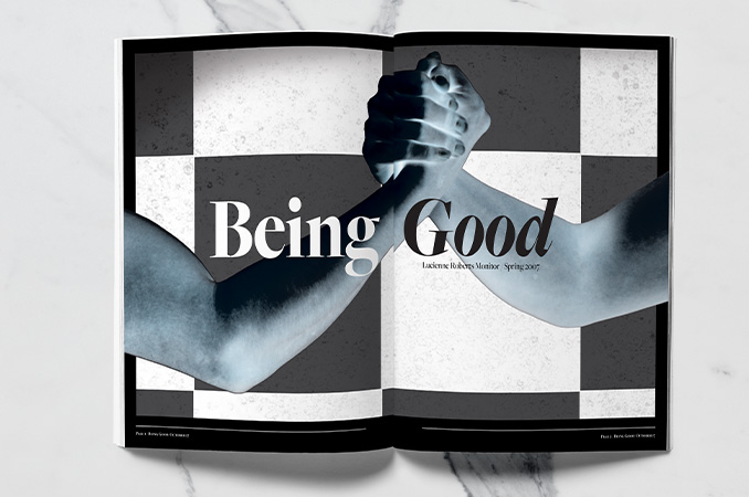 magazine spread that says being good